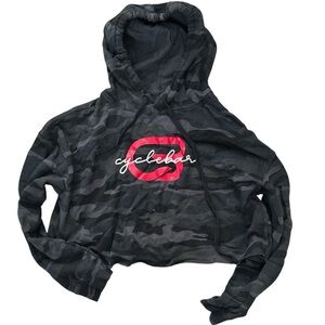 Camouflage Cropped Hoodie with Logo Cyclebar sweatshirt cb workout top spin